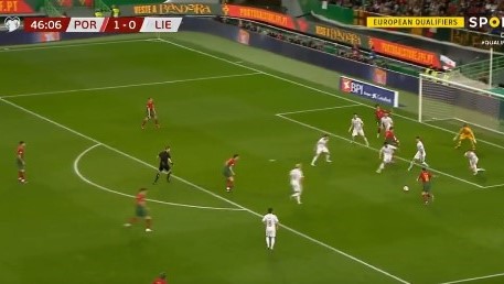 Golo de Bernardo Silva contra Liechtentstein