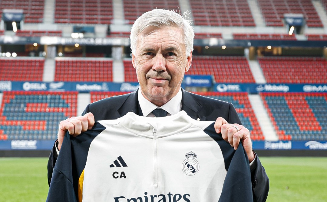 Carlo Ancelotti a treinar o Real Madrid